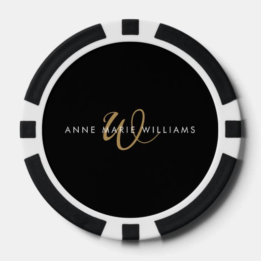 Moderne Teal Groen Witte Script Monogram Poker Chips (Voorkant)