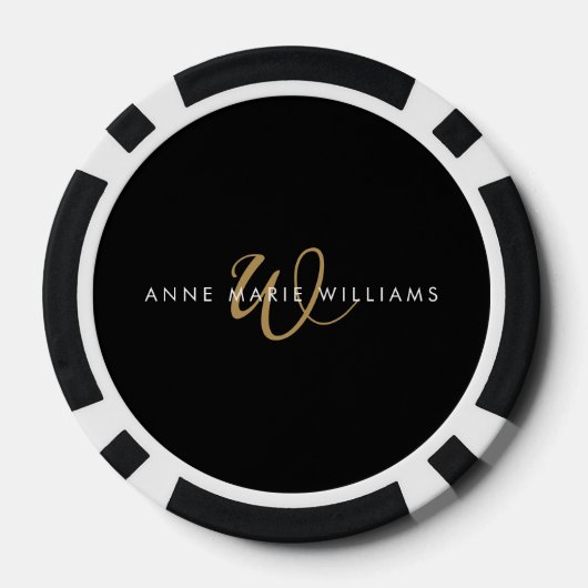 Moderne Teal Groen Witte Script Monogram Poker Chips (Achterkant)