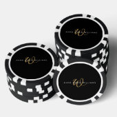 Moderne Teal Groen Witte Script Monogram Poker Chips (Opstapeling)