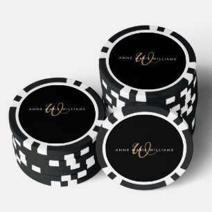 Moderne Teal Groen Witte Script Monogram Poker Chips