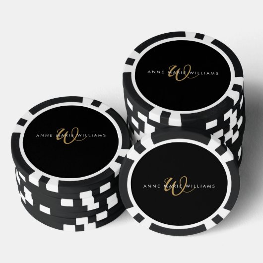Moderne Teal Groen Witte Script Monogram Poker Chips (Opstapeling)