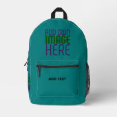 MODERNE TEAL GROENE AFBEELDING TEKST TEMPLATE BEDRUKTE RUGZAK (Voorkant)