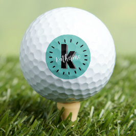 Moderne Teal Initiaal Monogram Golfballen