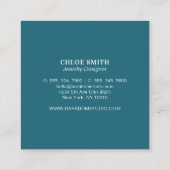 Moderne Teal Krans Monogram Professioneel Vierkante Visitekaartje (Achterkant)