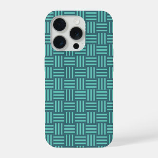 Moderne Teal Mandenvlechtpatroon Hoesje iPhone 15 Pro Case
