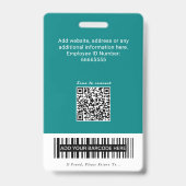 Moderne Teal Medische QR-code Verpleegster ID Barc Badge (Achterkant)