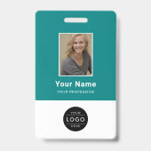 Moderne Teal Medische QR-code Verpleegster ID Barc Badge (Voorzijde)
