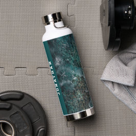 Moderne Teal Oceaan Golven Luchtfoto Persoonlijk Waterfles