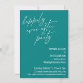 Moderne Teal Ontvangst Feest 'Happily Ever After' Kaart (Voorkant)