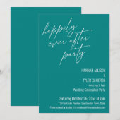 Moderne Teal Ontvangst Feest 'Happily Ever After' Kaart (Voorkant / Achterkant)