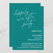 Moderne Teal Ontvangst 'Happily Ever After Party' Kaart (Voorkant / Achterkant)
