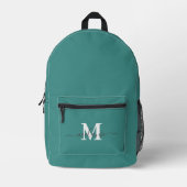 Moderne Teal Op Maat Gemaakte Monogram Naam Rugzak (Voorkant)