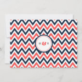 Moderne Teal & Oranje Chevron Foto Bewaar de Datum Save The Date (Achterkant)