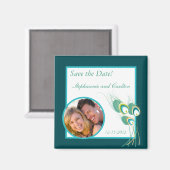 Moderne Teal Pauw Huwelijksaankondiging Magneet (Voorkant / Achterkant)