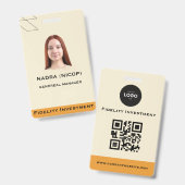 Moderne Teal & Peach Abstracte Professionele Medew Badge (Voor- en achterkant)