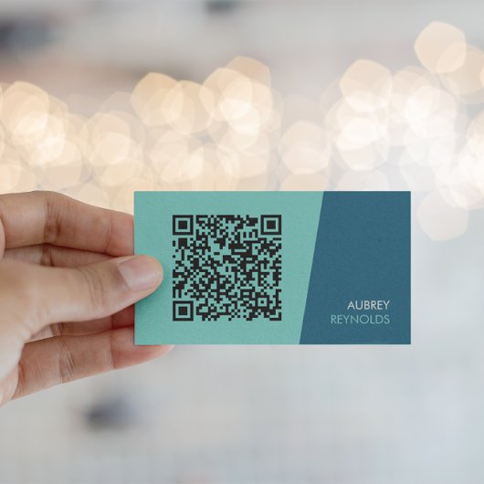 Moderne Teal QR-code Visitekaart Visitekaartje
