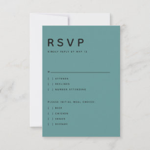 Moderne Teal Redactioneel Alle Hoofdletters RSVP K Kaartje