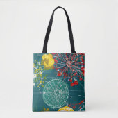 Moderne Teal & Rode Abstracte Kunst Tote Bag (Voorkant)