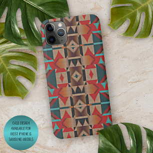 Moderne Teal Rode Taupe Bruine Mozaïek Kunstpatroo iPhone 16 Pro Max Hoesje