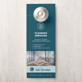 Moderne Teal Schoonmaakdiensten met QR Deurhanger