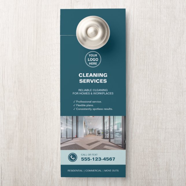 Moderne Teal Schoonmaakdiensten met QR Deurhanger (Op knop)