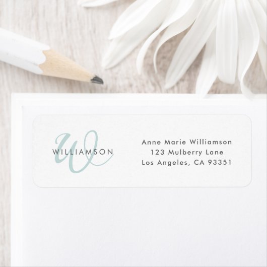 Moderne Teal Script Monogram Etiket (Insitu)