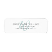 Moderne Teal Script Monogram Etiket (Voorkant)