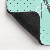 Moderne Teal Stippen en Monogram Muismat (Hoek)