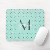 Moderne Teal Stippen en Monogram Muismat (Met muis)