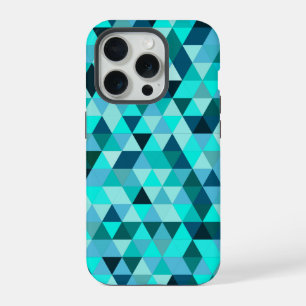 Moderne Teal Turquoise Geometrische Driehoeken Pat iPhone 15 Pro Case