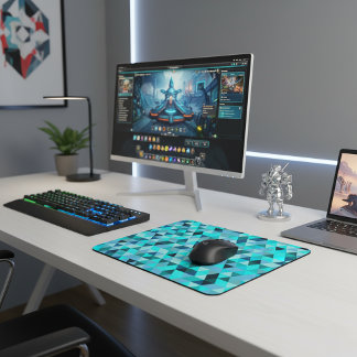 Moderne Teal Turquoise Geometrische Driehoeken Pat Muismat