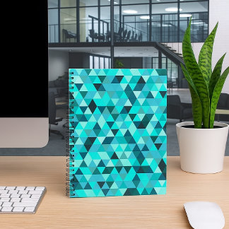 Moderne Teal Turquoise Geometrische Driehoeken Pat Notitieboek
