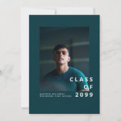 Moderne Teal Typografie Afstudeeruitnodiging Kaart (Voorkant)