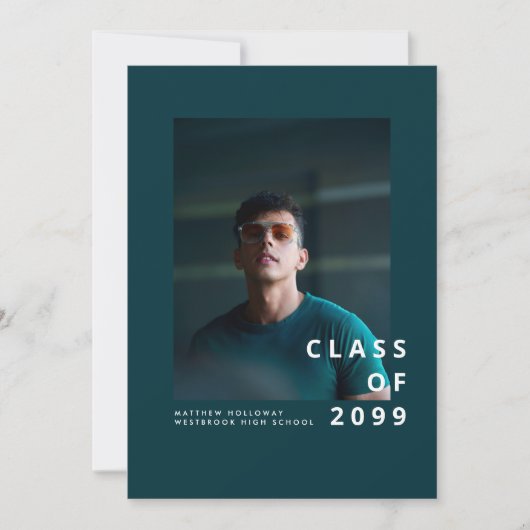 Moderne Teal Typografie Afstudeeruitnodiging Kaart (Voorkant)