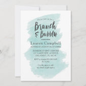 Moderne Teal Waterverf Brunch en Mousserend Kaart (Voorkant)
