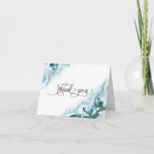 Moderne Teal Waterverf Mosagiet Blote-Bruid™ Bedankkaart