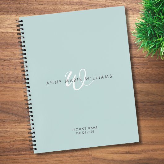 Moderne Teal Witte Script Monogram Notitieboek