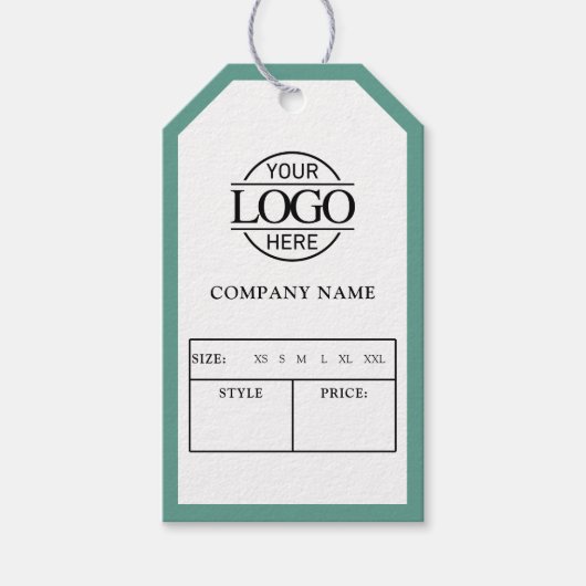Moderne Teal Zakelijk Logo Kleding Prijslabel Cadeaulabel (Voorkant)
