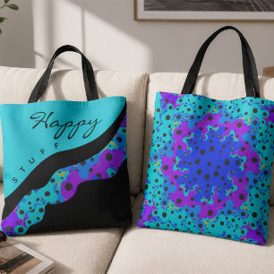 Moderne Teal Zwart En Paarse Golf Tote Bag