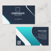 Moderne Teal Zwart Professioneel Visitekaartje (Voorkant / Achterkant)