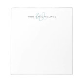 Moderne Tealgroene Teal Schrift Monogram Notitieblok (Voorkant)