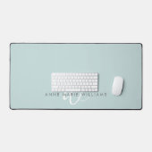 Moderne Tealgroene Witte Script Monogram Bureaumat (Keyboard & Muis)