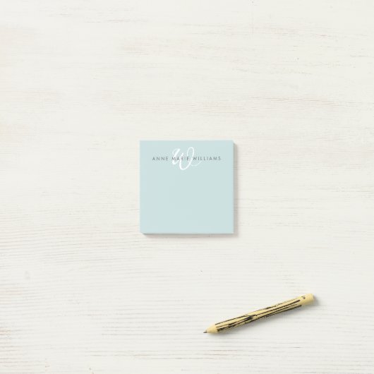 Moderne Tealgroene Witte Script Monogram Post-it® Notes (Op bureau)