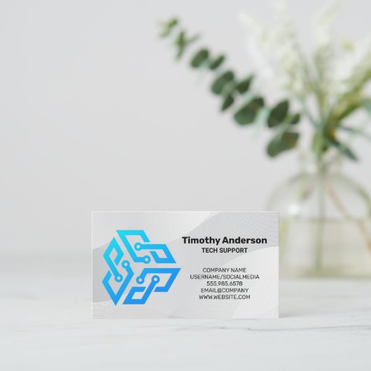 Moderne Tech Blue Logo | Software AI Afsprakenkaartje (Staand voorkant)