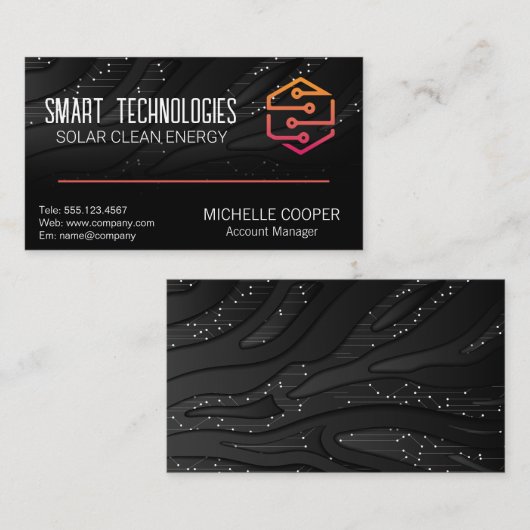 Moderne Tech Logo | Achtergrond printplaat Visitekaartje (Voorkant / Achterkant)