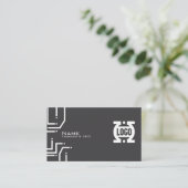 Moderne Tech Printplaat QR Code Zakelijke Kaart Visitekaartje (Staand voorkant)