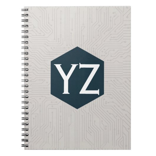 Moderne Tech Raster Beige Notitieboek (Voorkant)