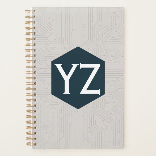 Moderne Tech Raster Beige Planner (Voorkant)