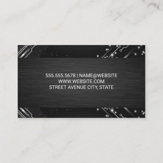 Moderne technische knooppunten | Zwarte textuur |  Visitekaartje (Achterkant)