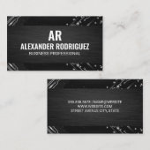 Moderne technische knooppunten | Zwarte textuur | Visitekaartje (Voorkant / Achterkant)